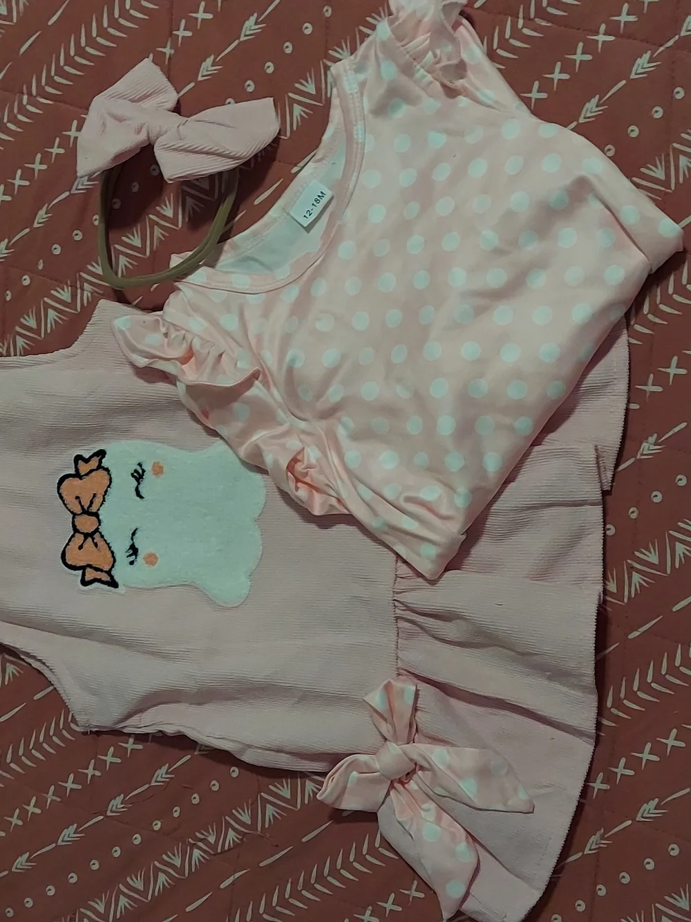Pink Dress & Polka Dot Bodysuit Set with Bow